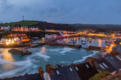 Porthleven Harbour Glowing at Night